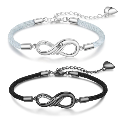 Personalisierte 2 Namen Paar Infinity Herz Magnet Armbänder