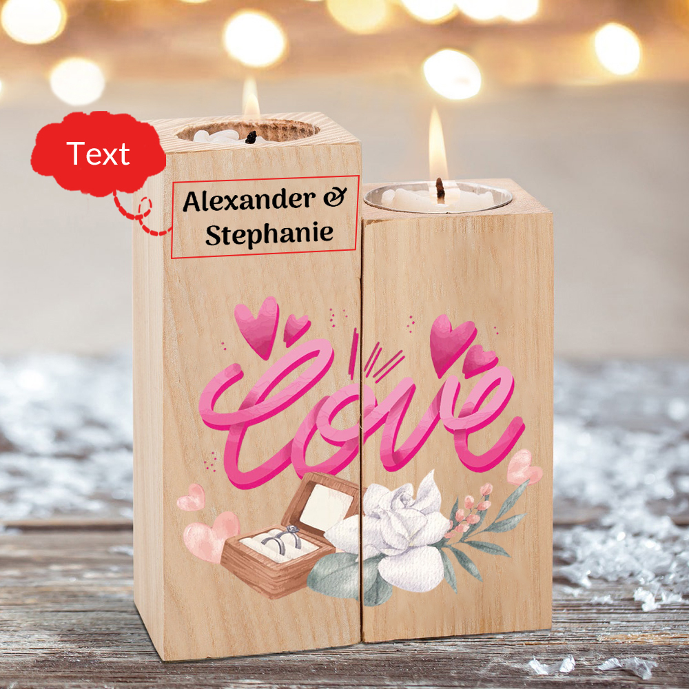 Personalisierter Text Love Kerzenhalter Geschenk für Paare