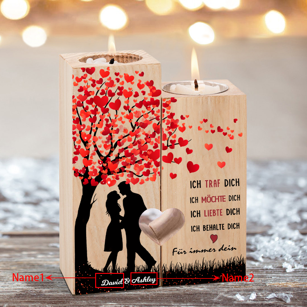 Personalisierte 2 Namen Kerzenhalter-Für immer dein-Geschenk für Paare