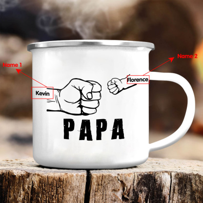 Emaille Tasse-Personalisierte 2 Namen Papa Faust Emaille Becher