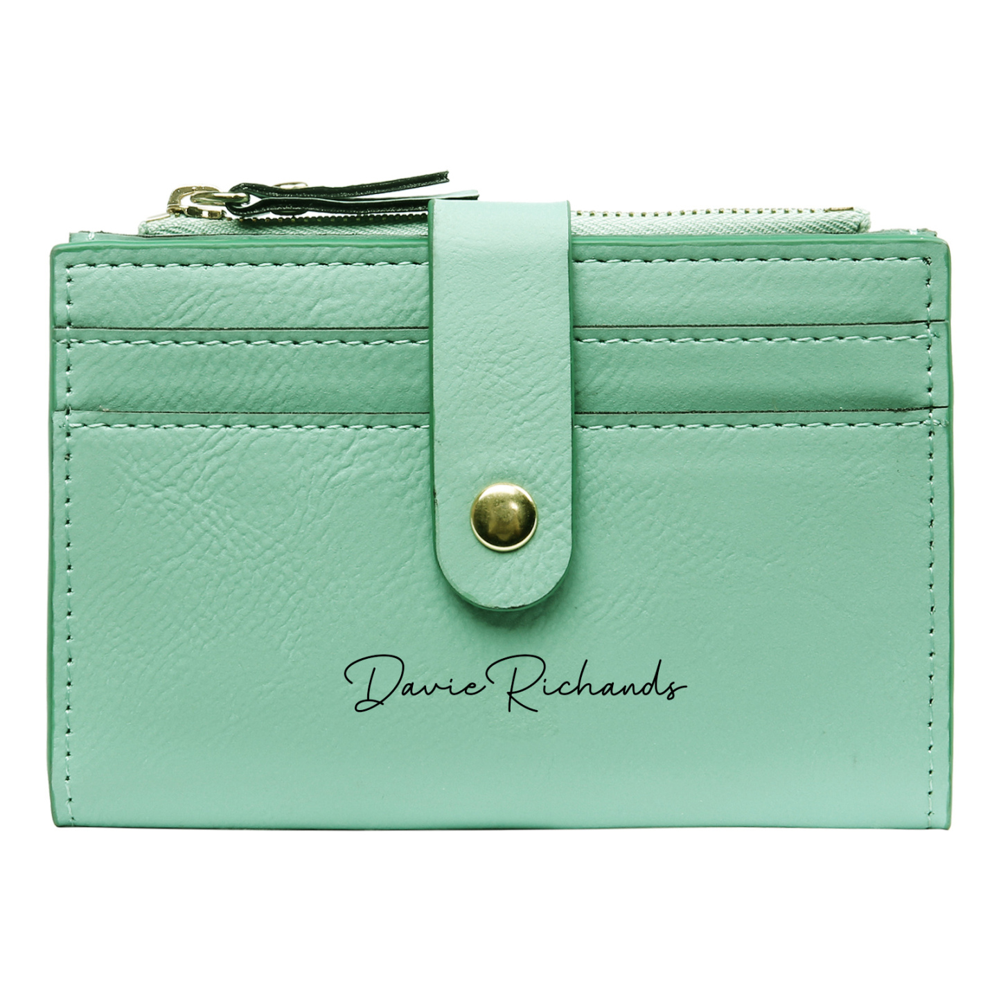 Damen Personalisierter Text & Name & Geburtsblume PU Leder Geldbörse