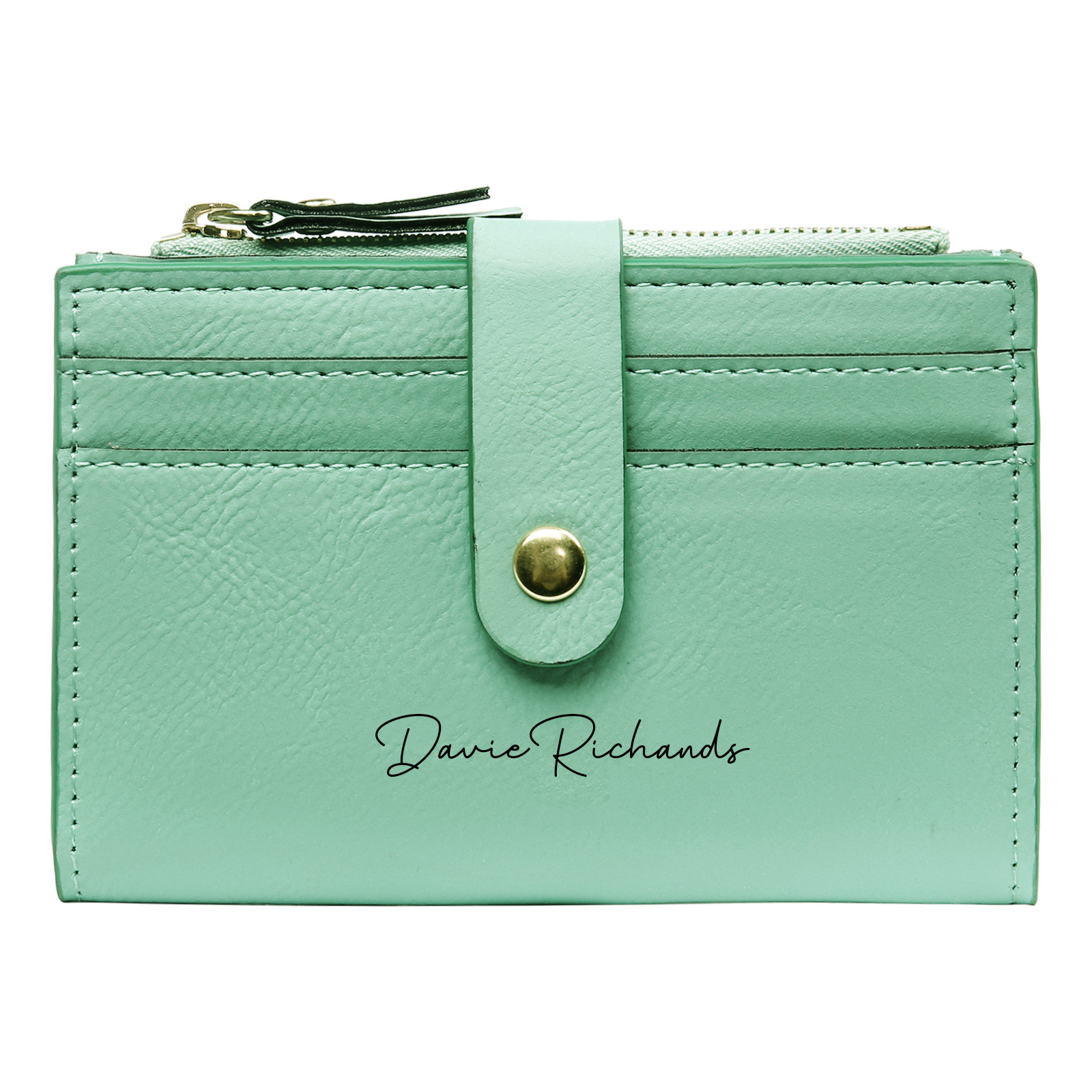 Damen Personalisierter Text & Name & Geburtsblume PU Leder Geldbörse