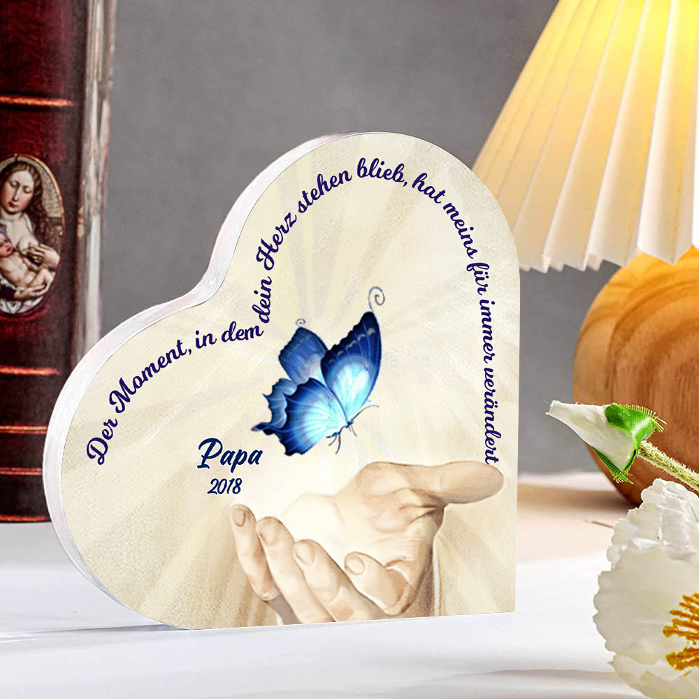 Personalisierte 1 Name & Jahr Blau Schmetterling Acryl-Deko-Trauer Schreibtischdekoration