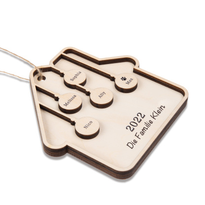 Holz Weihnachtsornament-Personalisiertes 5 Namen Text Jahr Haus Ornament Anhänger 