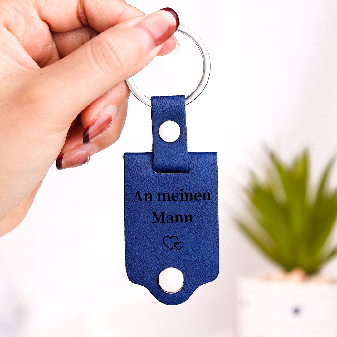 Personalisierter Foto & Text Leder Schlüsselanhänger-Fahr Vorsichtig, ich brauche dich hier bei mir