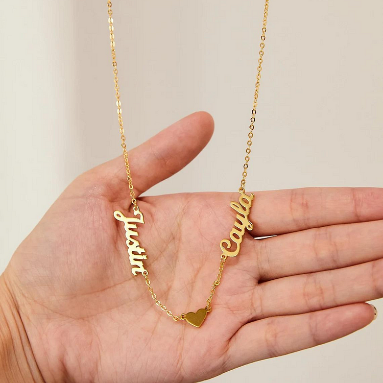 Personalisierte 2 Namen mit Gravuren Herz Halskette