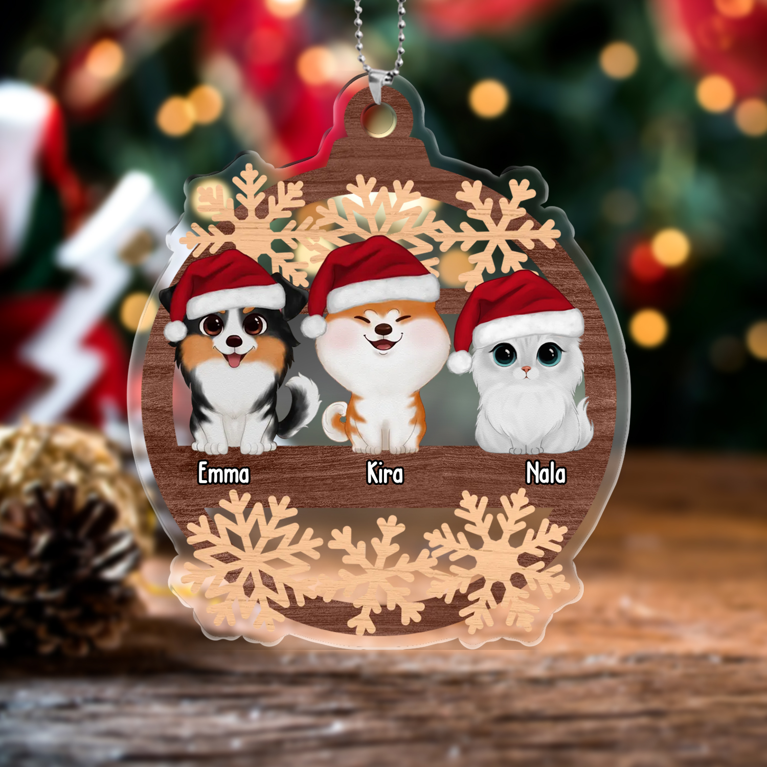 Acryl Weihnachtsornament-Personalisierte 1-6 Namen Haustier Ornament