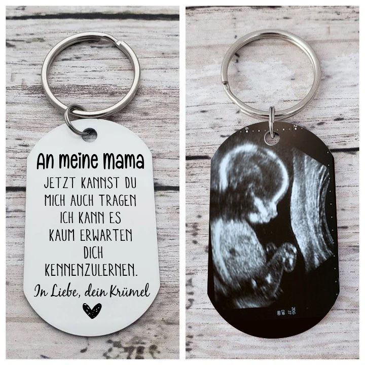 Personalisierbares Foto & Text Schlüsselanhänger-An meine Mama Ich kann es kaum erwarten dich kennenzulernen-Geschenk für Mutter