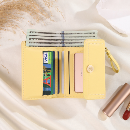 Damen Personalisierter Text & Foto PU Leder Klapp-Portemonnaie Geldbörse mit Reißverschluss