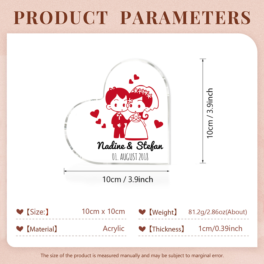 Personalisierte 2 Texte Acryl-Deko Schreibtischdekoration Hochzeitstag Geschenk für Paar