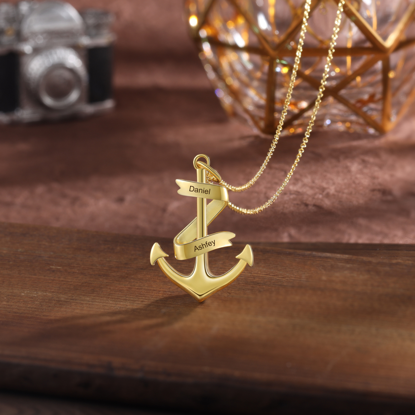 925 Sterling Silber Personalisierte 2 Namen Anker Halskette-Du bist mein Heimathafen-Geschenk mit Nachrichtenkarte