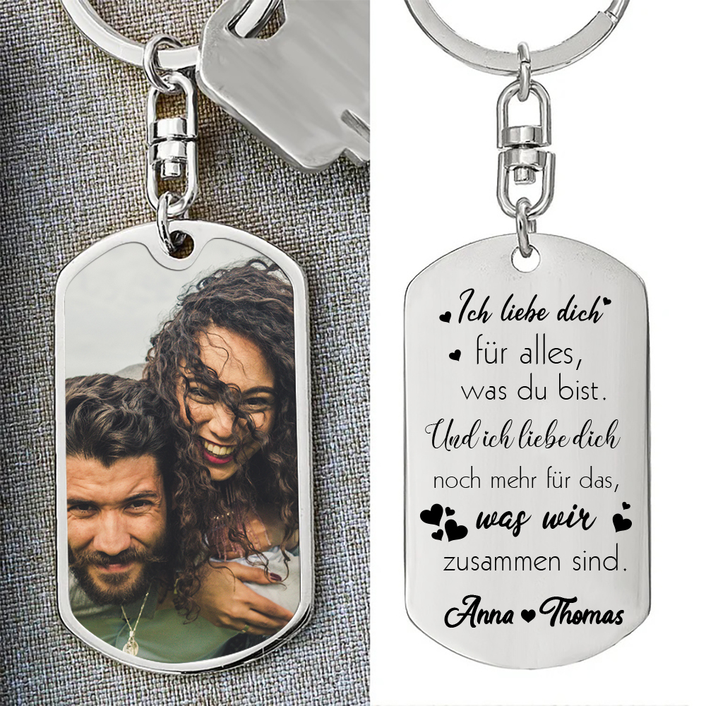 Personalisierbares Foto & Text Paar Schlüsselanhänger-Ich liebe dich für alles, was du bist-Geschenk für Paare
