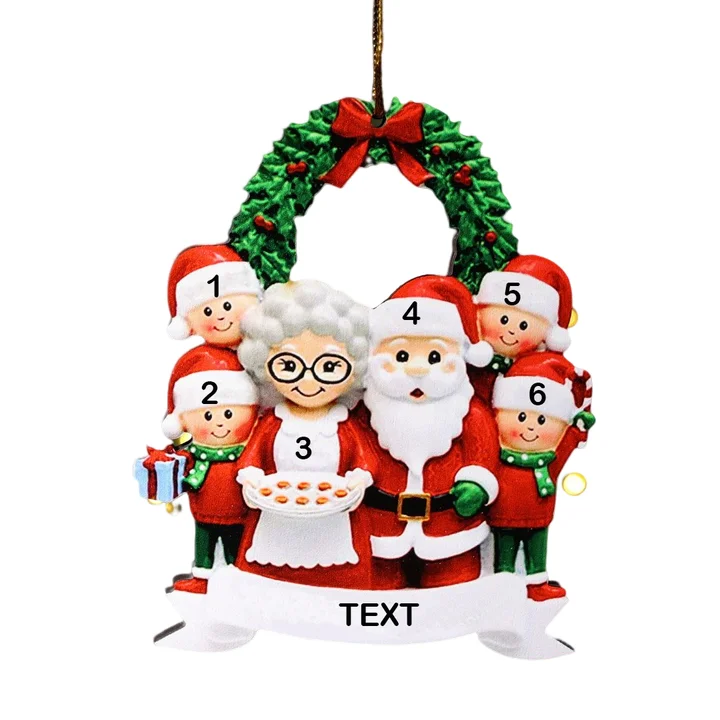 Holz Weihnachtsornament-Personalisierte Text 6 Namen von Großeltern mit Kindern Ornament