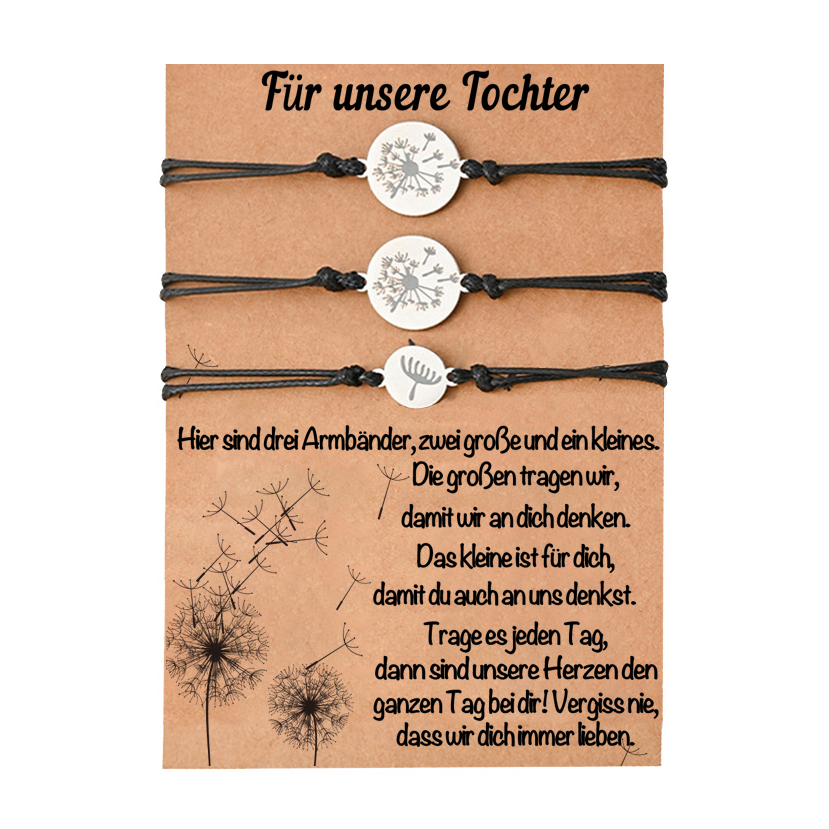 Löwenzahn Armbänder Set-Für unsere Tochter-Geschenk mit Nachrichtenkarte