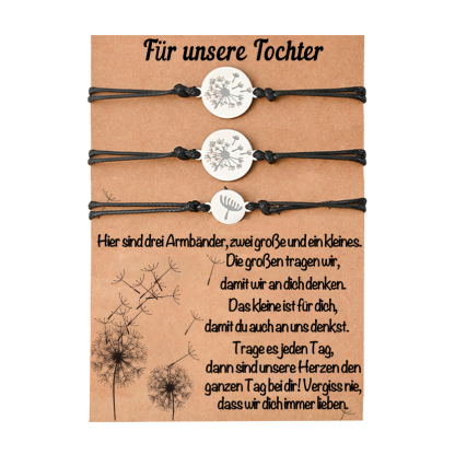 Löwenzahn Armbänder Set-Für unsere Tochter-Geschenk mit Nachrichtenkarte