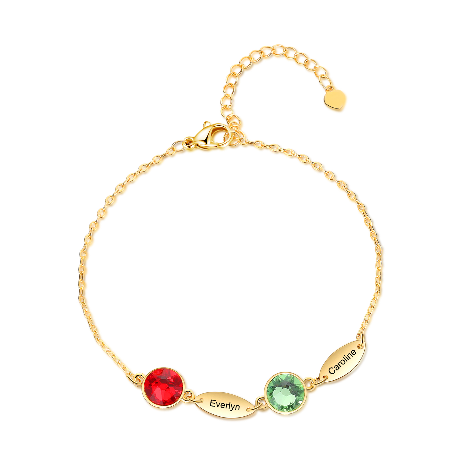 Personalisiertes Feines Armband mit 1–6 Namen und Geburtssteinen