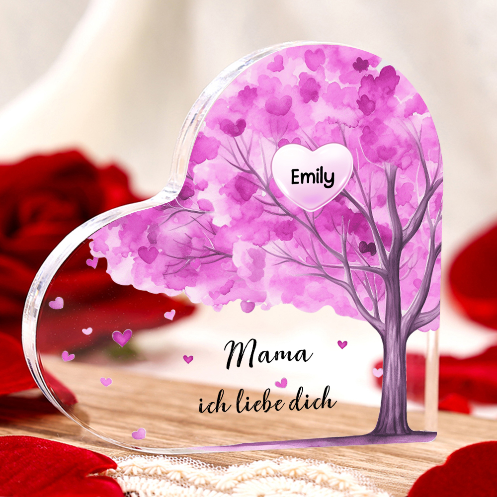 Personalisierter 1 Name & Text Lila Familienbaum Familie Acryl-Deko Schreibtischdekoration für Mutter