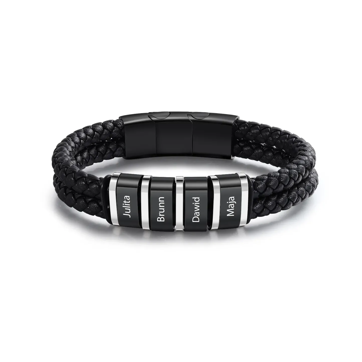 Herren Personalisierte 1-5 Namen Doppellagiges Geflochtenes Leder Armband