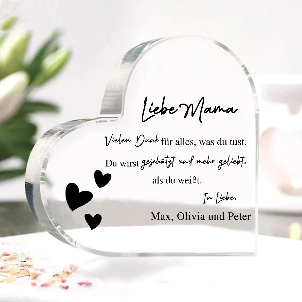 Personalisierter Text & Name -Vielen Dank für alles, was du tust- Acryl-Deko Schreibtischdekoration für Mutter