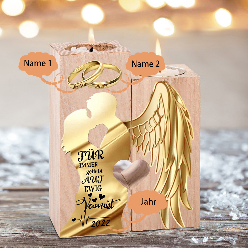 Personalisierte 2 Namen & Jahr-Immer geliebt auf ewig vermisst-Trauer Kerzenhalter