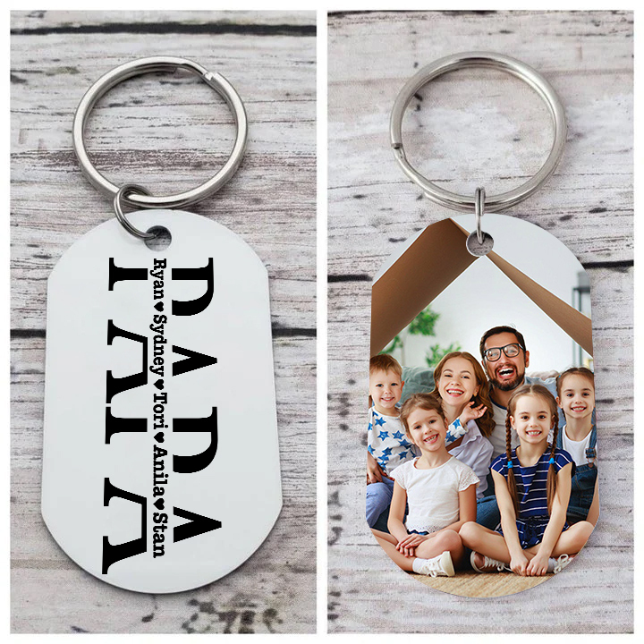 Personalisierbares Foto & 5 Namen Papa Schlüsselanhänger-Geschenk für Vater