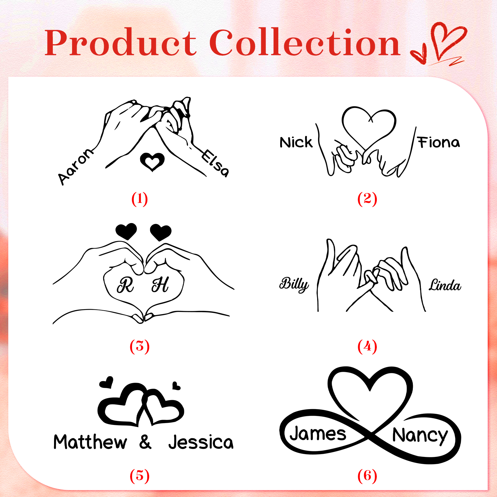 Personalisierte Partnerkette aus Edelstahl – Gravierte Ringe mit Vornamen & Text