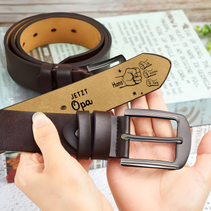 Personalisierter Ledergürtel mit individueller Gravur – Geburtstagsgeschenk für Opa