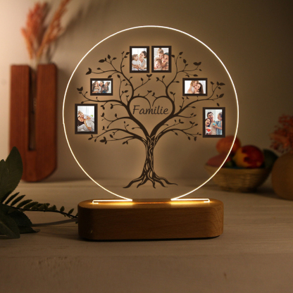 Personalisierte 6 Fotos & Text Familienstammbaum Nachtlicht Geschenk für Großmutter/Mutter zum Muttertag
