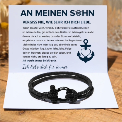 Personalisierbares 1 Name Handseil Armband-An meinen Sohn Glaube an dich selbst-Geschenk mit Nachrichtenkarte