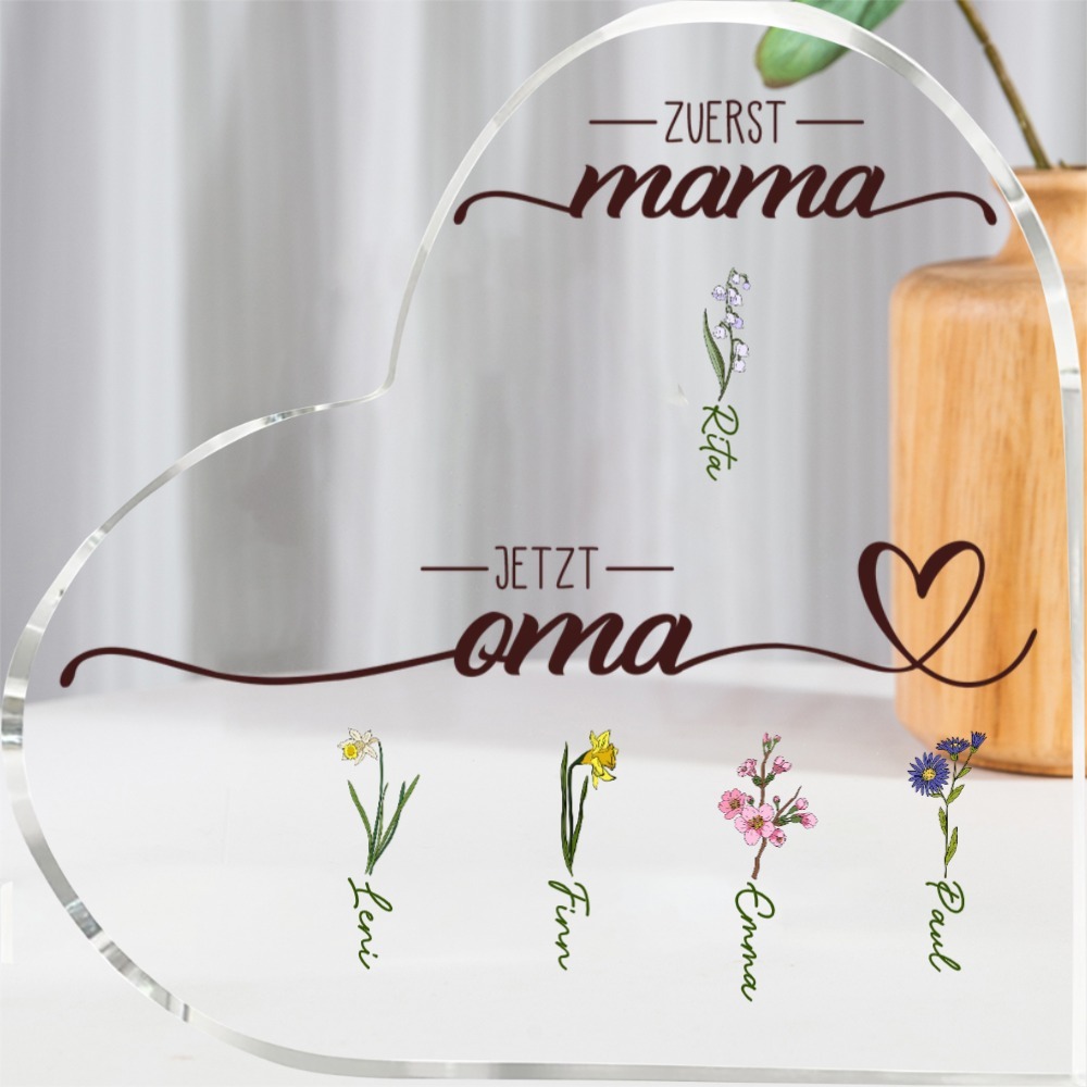 Personalisierte 2-5 Namen Blume Acryl-Deko Schreibtischdekoration für Mutter/Großmutter