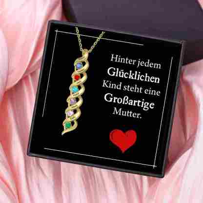 Personalisierte DNA-Halskette mit 2–7 Namen und Geburtssteinen – Bedeutungsvolles Geschenk mit Nachrichtenkarte