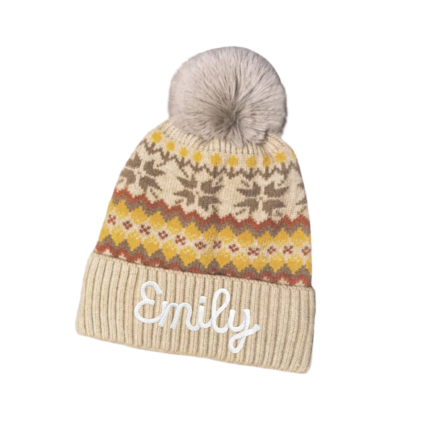 Personalisierte Strick-Bommelmütze Schneeflocken für Damen——Enthält fünf Farben