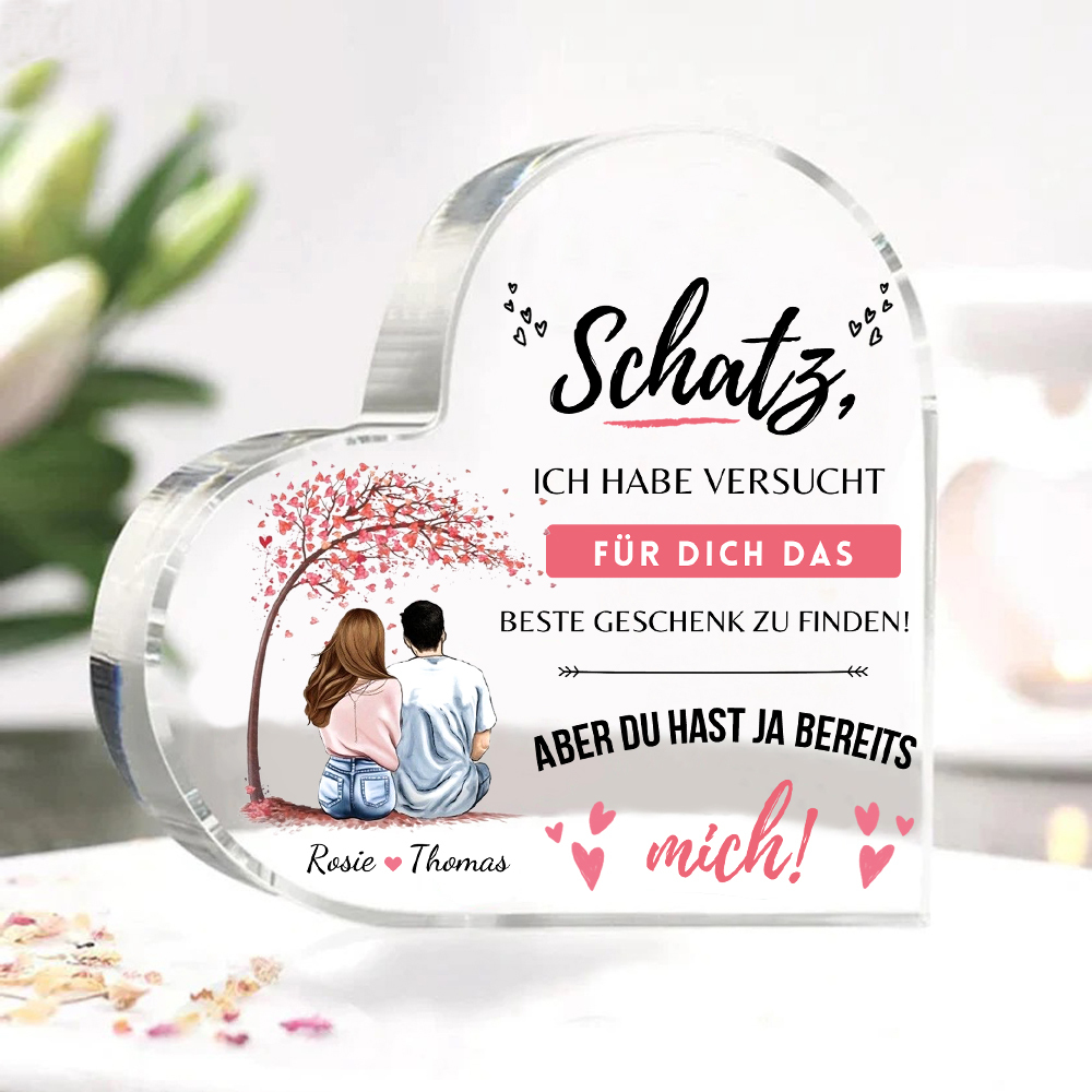 Personalisierte 2 Namen Acryl-Deko-Du hast ja bereits mich-Schreibtischdekoration für Paar