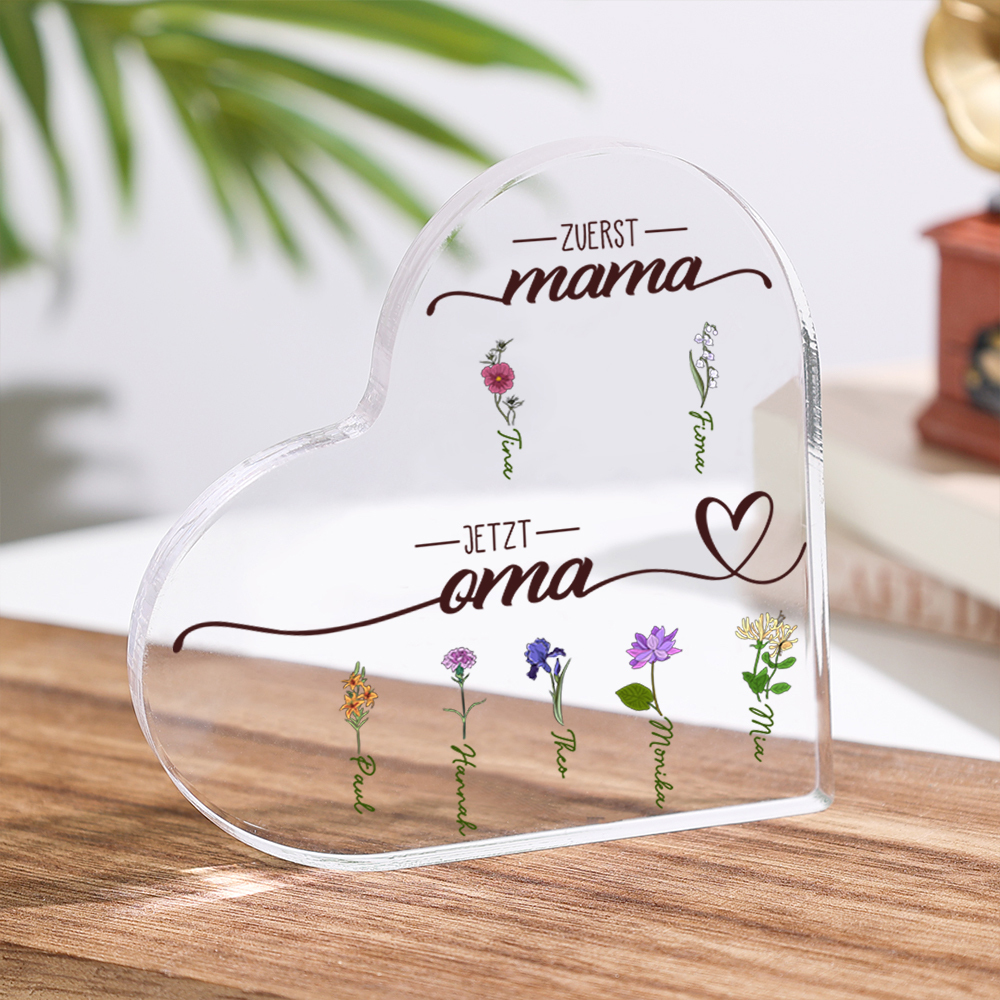 Personalisierte 2-5 Namen Blume Acryl-Deko Schreibtischdekoration für Mutter/Großmutter