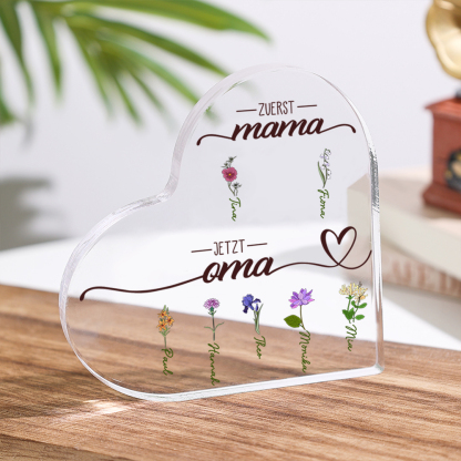 Personalisierte 2-5 Namen Blume Acryl-Deko Schreibtischdekoration für Mutter/Großmutter