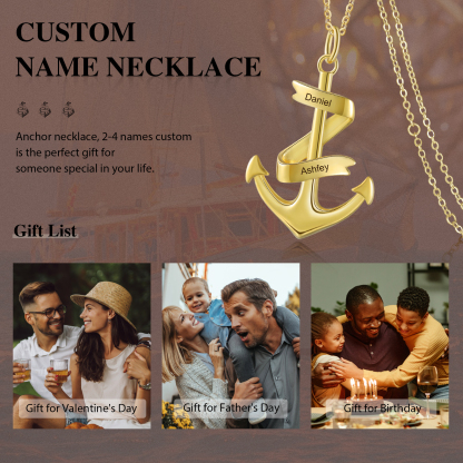 925 Sterling Silber Personalisierte 2 Namen Anker Halskette-Du bist mein Heimathafen-Geschenk mit Nachrichtenkarte