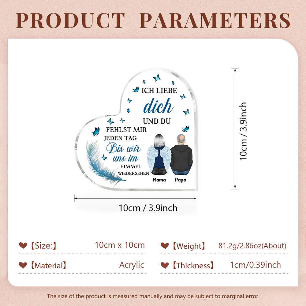 Personalisierte 2 Namen Acryl-Deko-Du fehlst mir jeden Tag-Trauer Schreibtischdekoration