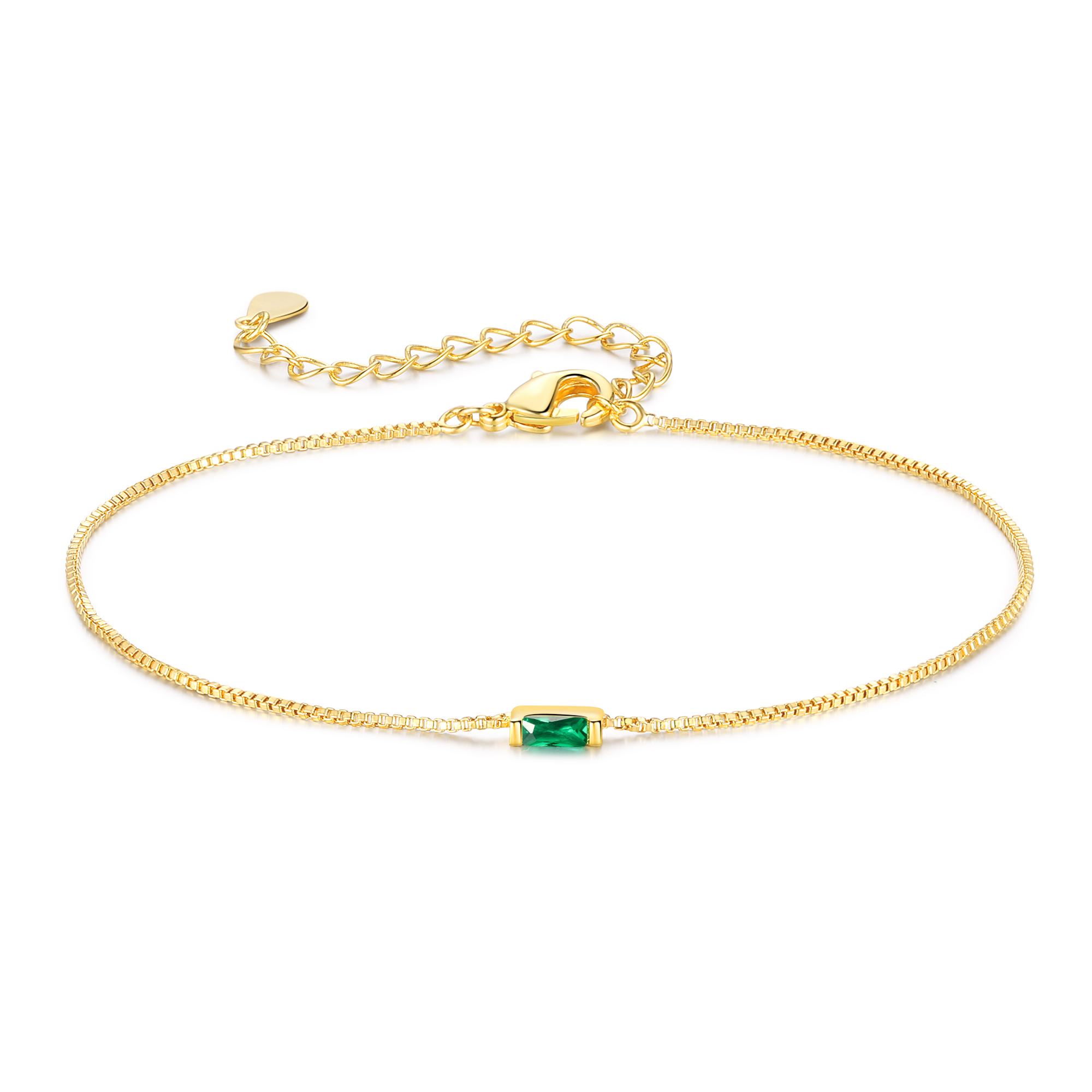 Personalisiertes 1 Rechteck Geburtsstein Golden Feines Armband