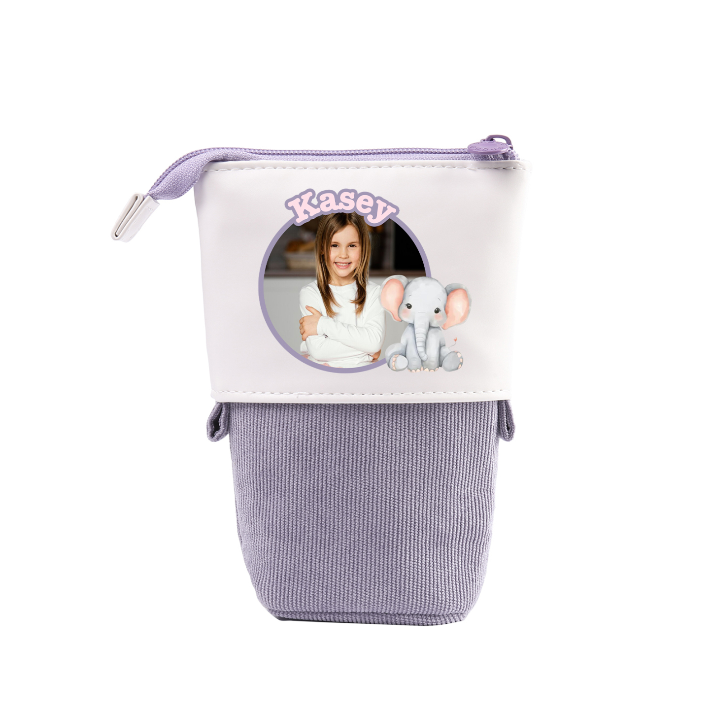 Personalisierter Name & Foto & Tiertyp Leinwand PU-Leder Stifteetui Stifttasche