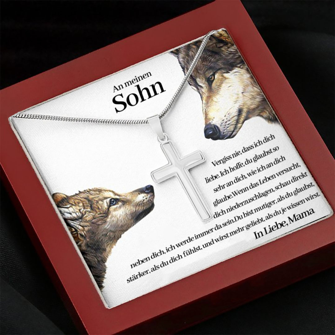 925 Sterling Silber An Meinen Sohn von Mama Kommunion Kreuz Halskette - Geschenk mit Nachrichtenkarte