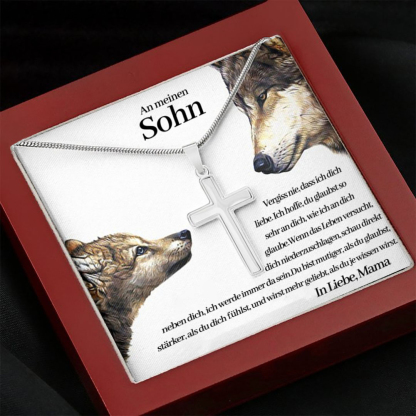 925 Sterling Silber An Meinen Sohn von Mama Kommunion Kreuz Halskette - Geschenk mit Nachrichtenkarte