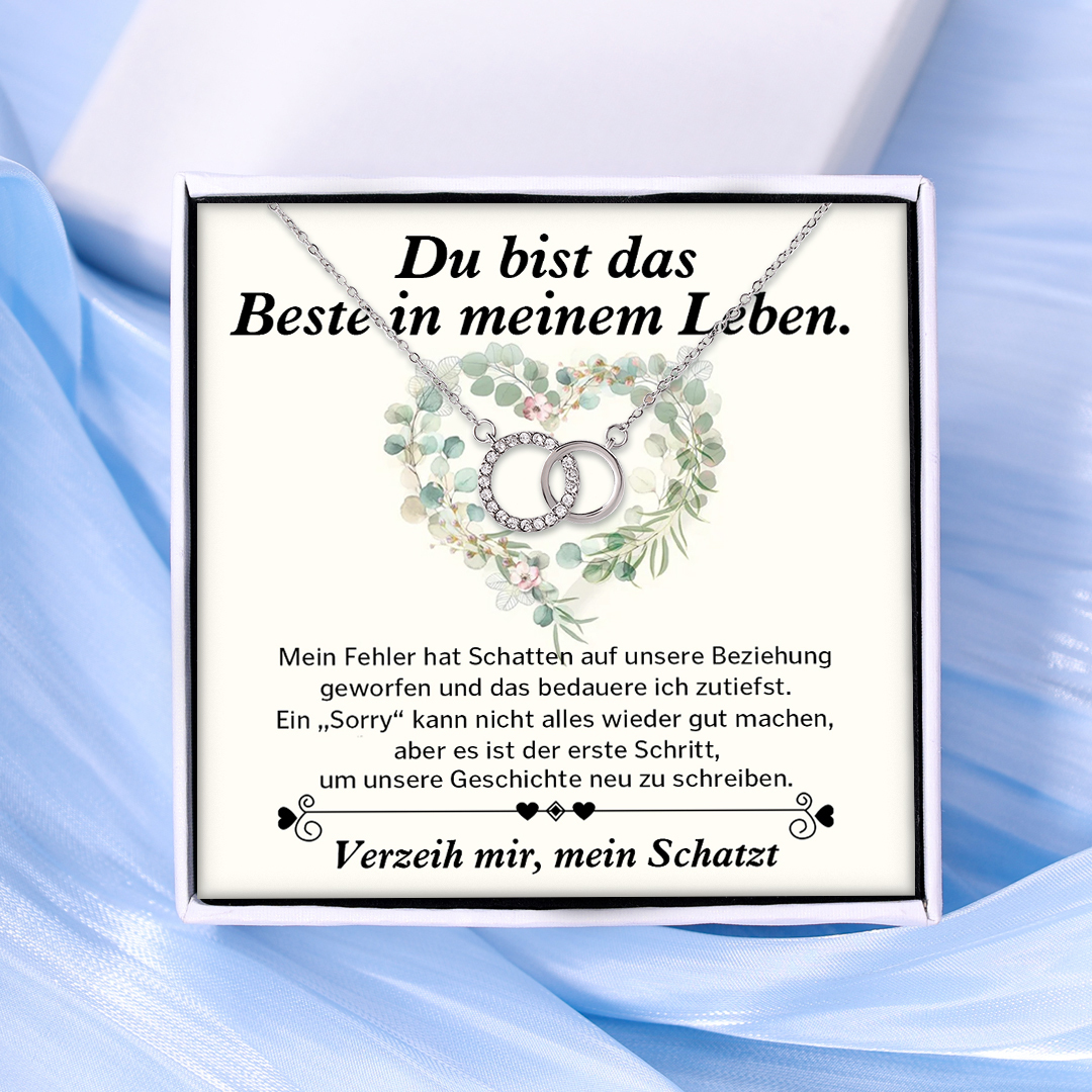 925 Sterling Silber Verschlungene Kreise Halskette-Verzeih mir mein Schatz-Geschenk mit Nachrichtenkarte 