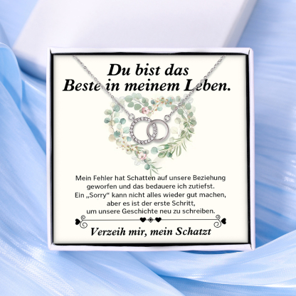 925 Sterling Silber Verschlungene Kreise Halskette-Verzeih mir mein Schatz-Geschenk mit Nachrichtenkarte 
