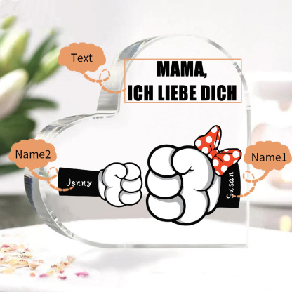 Personalisierte 2 Namen & Text Familie Acryl-Deko Schreibtischdekoration für Mutter