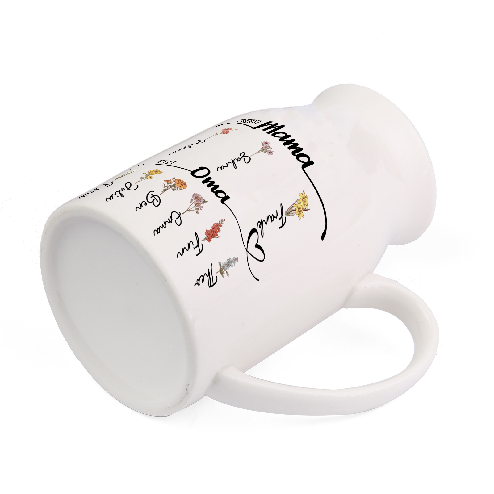 Personalisierte 1-8 Namen & Blumen Hand in Hand Familie Vase Geschenk für Mama Oma 