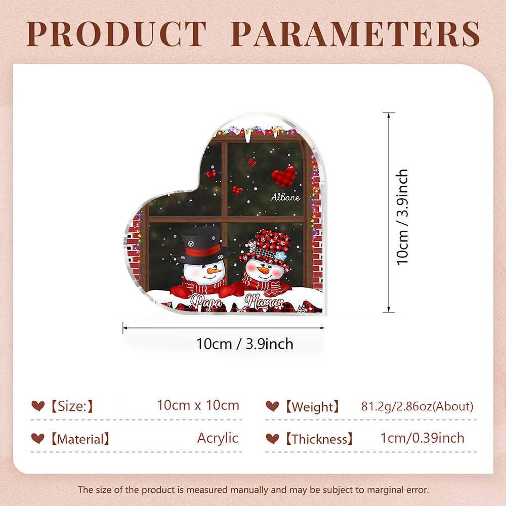 Personalisierte 3 Namen Schneemann Familie Weihnachten Acryl-Deko-Schreibtischdekoration
