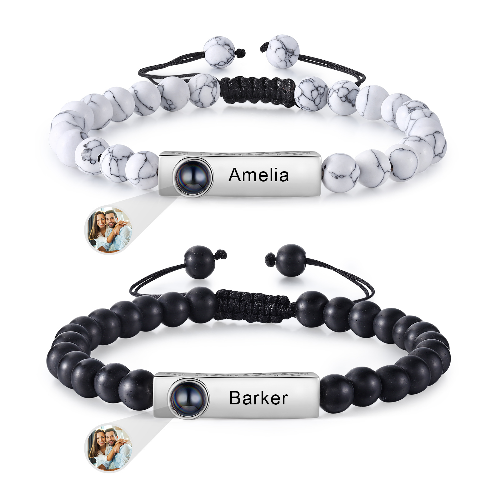 Personalisiertes Foto Projektion Armbänder Set für Paare