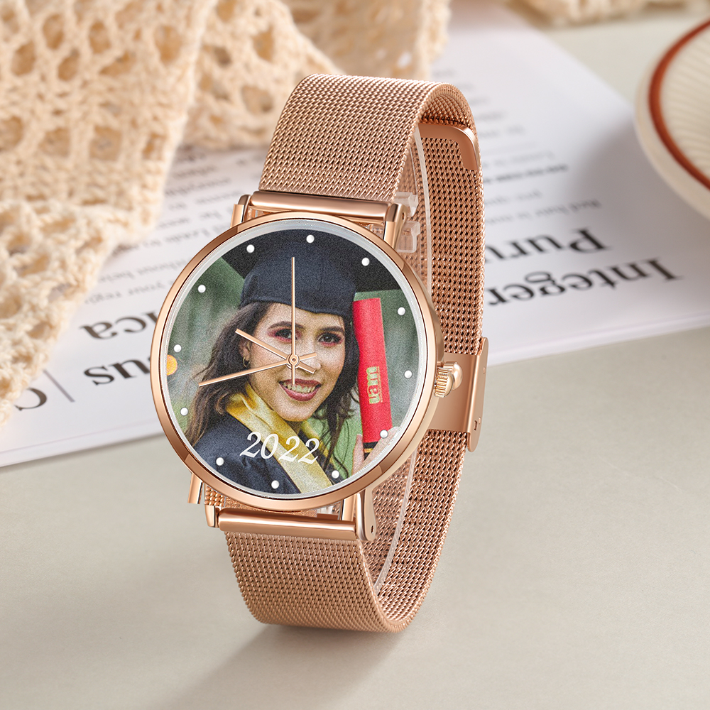 Damen Personalisierte Foto & Wunschtext Armbanduhr - Abschluss Glückwunsch Geschenk