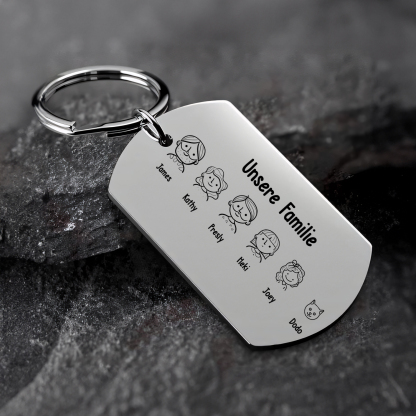Personalisierbarer Text & 2-12 Familienmitgliedern Familie Schlüsselanhänger