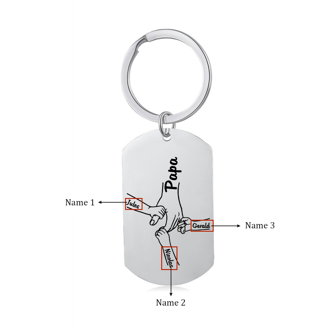 Personalisierbarer 3 Namen Papa Hand Schlüsselanhänger-Lieber Papa du hast ja bereits uns-Geschenk für Vater